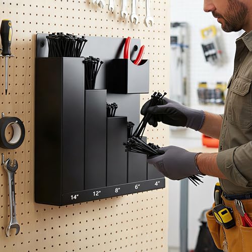 Cable Tie Holder with Cutter Pliers & 250 Zip Ties Wall | Hand Tools - Image 3