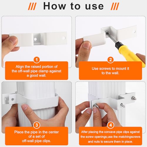6-Pack Downspout Straps 2x3 & Wall Brackets, White | Home Repair - Image 4
