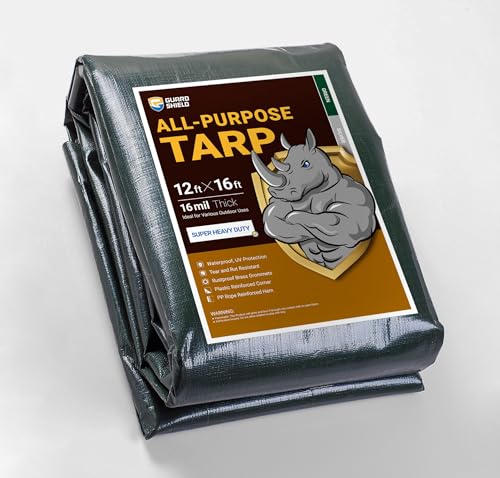 GUARD SHIELD Super Heavy Duty Green/Silver Poly Tarp Cover 12x16 - Image 2