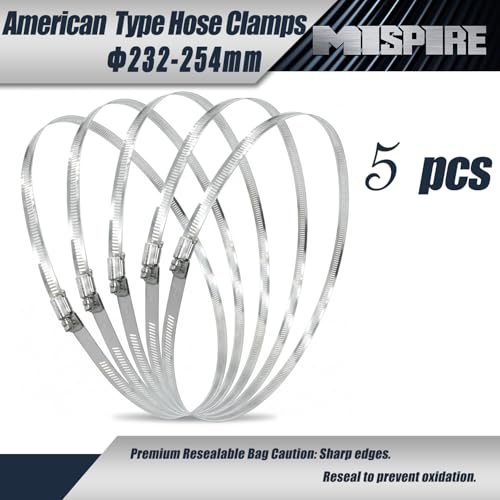 232-254mm 5PCS MISPIRE Heavy Duty Hose Clamps, (9-1/8" to 10") - Image 3