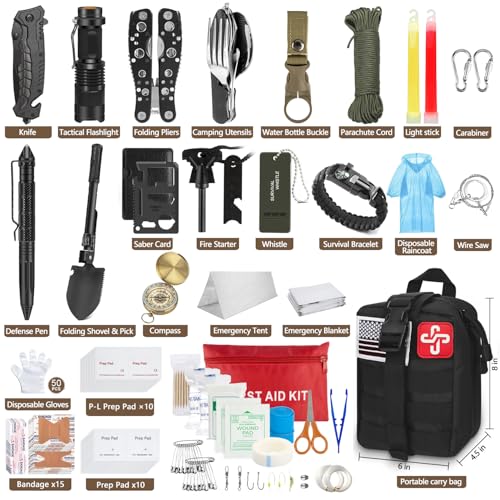 238 Pcs Emergency Survival Kit with First Aid Kit and Molle Pouch - Image 3