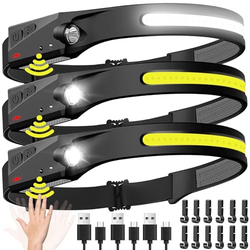 Headlamp Rechargeable 3PCS, 230° Wide Beam Head Lamp LED - Image 2