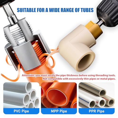 3PCS PVC Pipe Threader Tool Kit-1/2" 3/4" 1" Dual-Function - Image 7