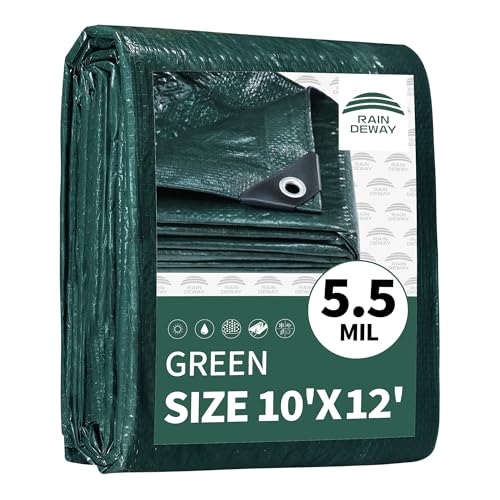 RAINDEWAY Green Tarp 10x12 Feet,5.5Mil Multipurpose Waterproof - Image 2