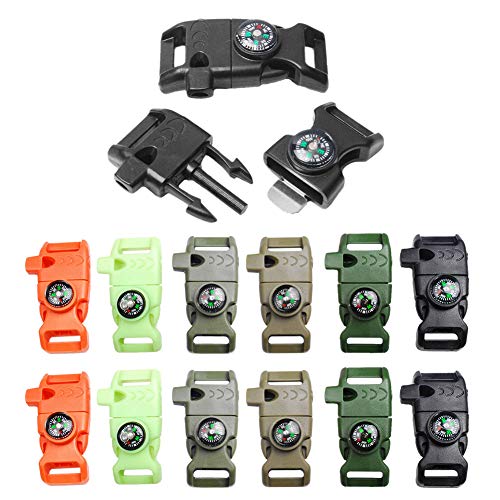 Paracord Buckle with Whistle Compass, Side Release Plastic - Image 2