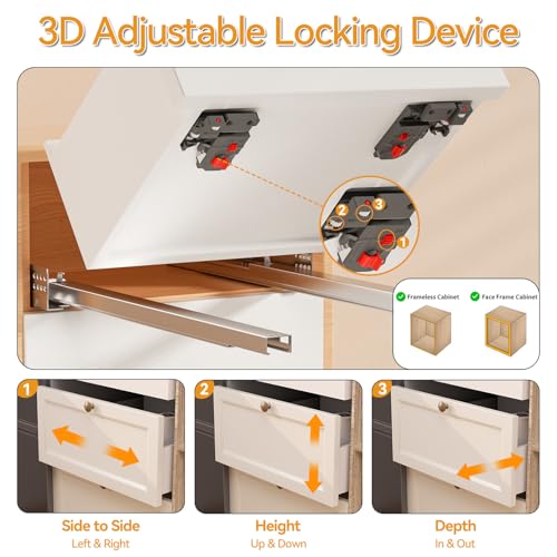 12 15 18 21 Inch Undermount Soft Close Drawer Slides, Full - Image 5