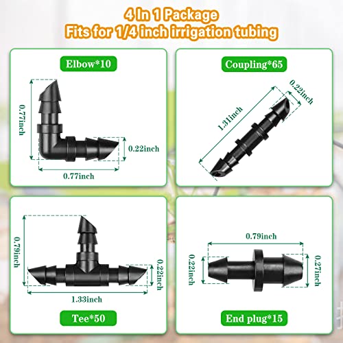 1/4 Inch Drip Irrigation Fittings Kit：140 Pieces Drip Irrigation - Image 3