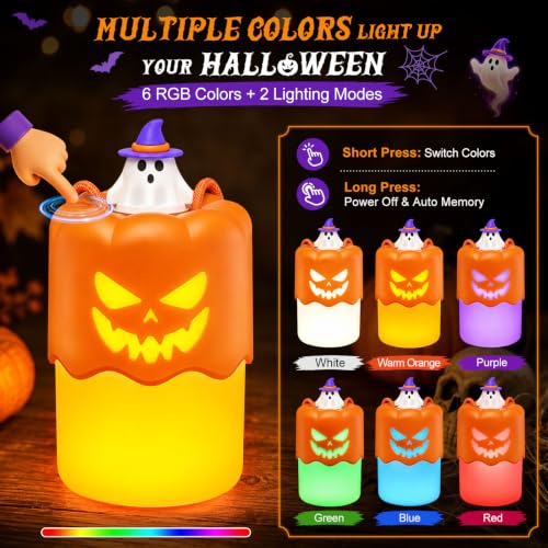 2 Pack Halloween Pumpkin Lanterns, Light Up Jack O Lantern - Image 5