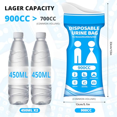 Disposable Urine Bag for Travel - 900ML Portable Pee Bags - Image 3