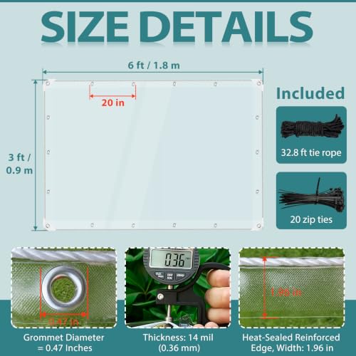 3 x 6 FT Clear Tarps Heavy Duty PVC Vinyl 14 Mil Thick Tarpaulin - Image 3