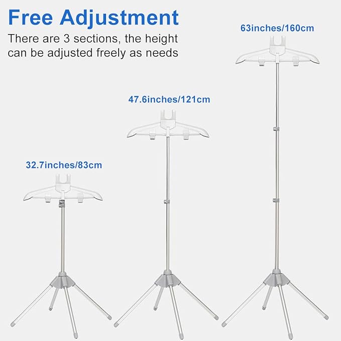 Portable Steamer Stand for Clothes, Steamer Rack Steam Iron Stand for Steaming Clothes, Travel Garment Hanger Steaming Racks, Handheld Steam Cloth Racks for RV, Home, Hotel +2 Bags+1 Lint Remover