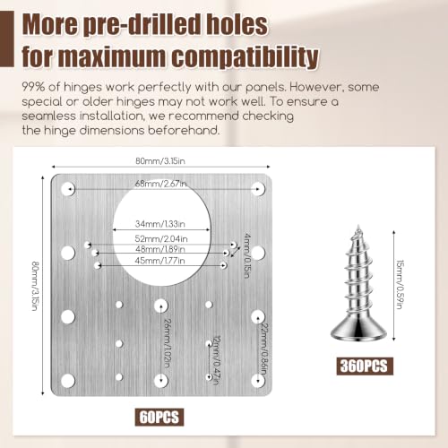 60PCS Cabinet Hinge Repair Plate, Stainless Steel Hinge | Home Repair - Image 3