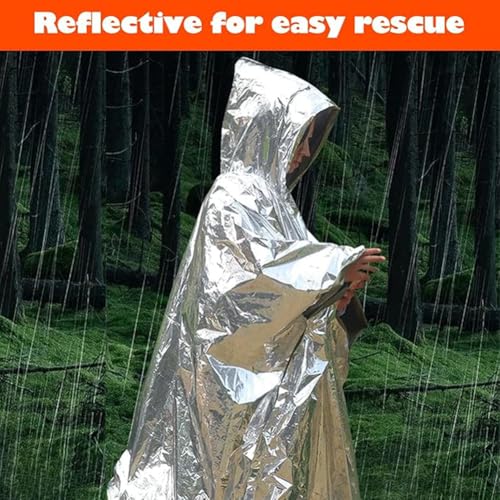 Emergency Survival Poncho (4pc) Thermal Mylar Foil Coating - Image 6