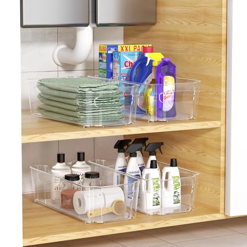 Clear Fridge Organizer, Refrigerator Organizer Bins with Handle, Freezer, Kitchen Cabinet, Pantry Organization, BPA Free Fridge Organizers (12.4 inch 6 Pack) - Image 7