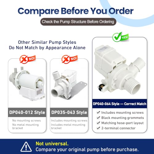 WH23X10040 DP040-064 Washer Drain Pump Replacement, 228C2389P001 - Image 6