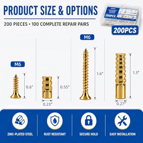200PCS Expansion Anchors with Screws, 6×32mm & 6×14mm | Home Repair - Image 3