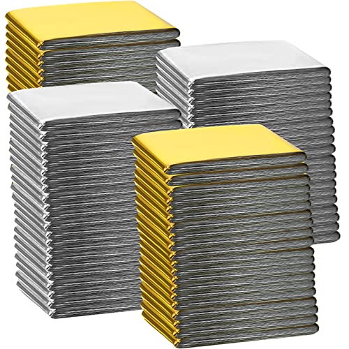100 Pack Emergency Thermal Blankets Foil Space, Gold, Silver - Image 2