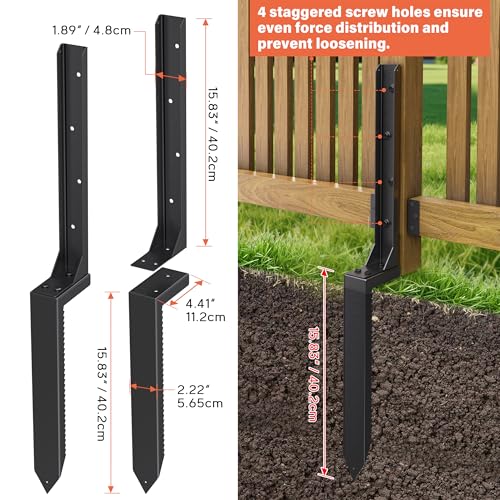 Fence Post Repair Kit 2 Pack, Heavy Duty Fence Post Anchor - Image 3