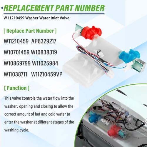 W11210459 W10869799 WTW5000DW1 WTW4816FW2 Washer Water Inlet - Image 5