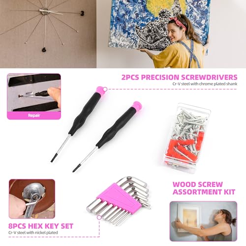 123 Piece Pink Household Tool Set with 3.6V USB Electric | Hand Tools - Image 6