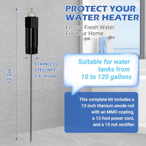 Powered Anode Rod for Water Heater, Titanium Electric Anode Rod - Image 3