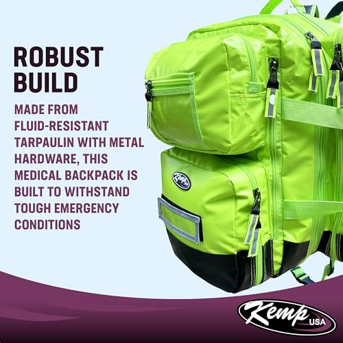 Kemp USA Ultimate EMS Backpack Neon Green Emergency - Image 6