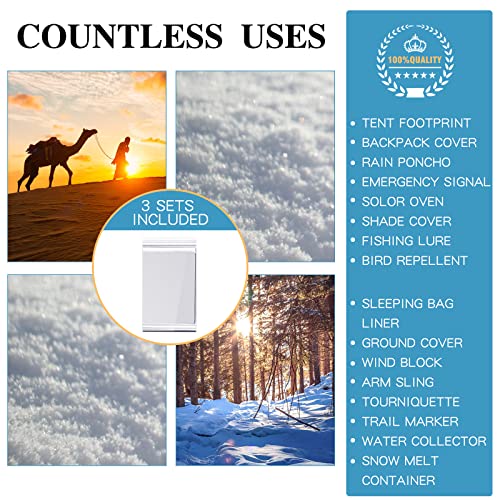 100 Pack Emergency Thermal Blankets Foil Space, Silver - Image 7