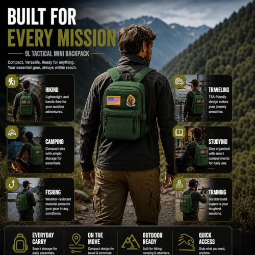 9L Mini Tactical Backpack for Men and Women, Gym Hiking - Image 8
