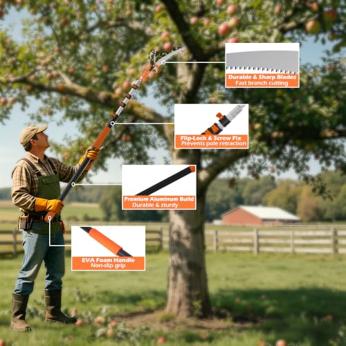 26FT Reach Manual Pole Saw, Extendable Tree Trimming Pruner - Image 6