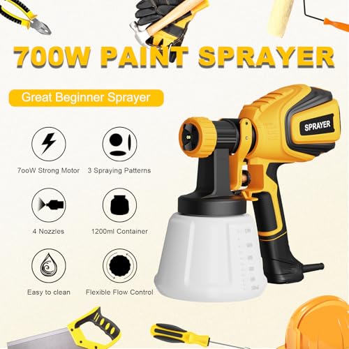 VONFORN Paint Sprayer, 700W Spray Paint Gun with 4 Nozzles - Image 3
