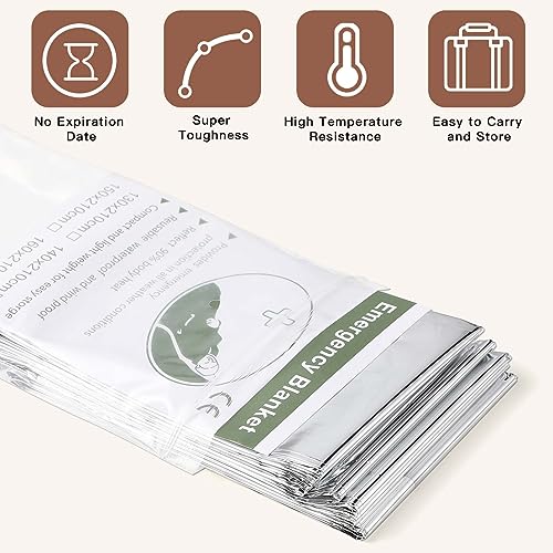 Kanayu 100 Pack Emergency Thermal Blankets 64 X 84 Foil - Image 6