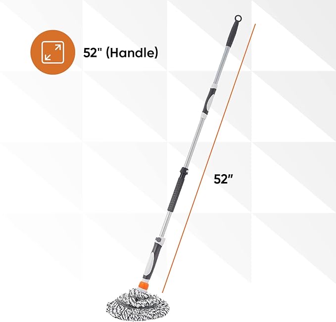 Superio Twist Mop Self Wringing Mop with Scrubber Microfiber Mop for Hardwood, Tile, Laminate Floors -Grey