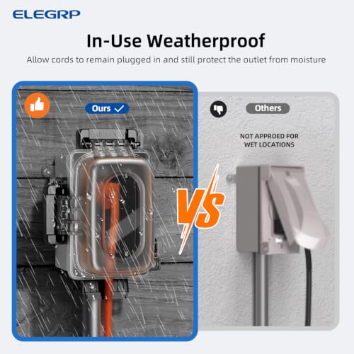 ELEGRP Outdoor GFCI Outlet with in Use Cover and Box Kit, 1 Gang - Image 5