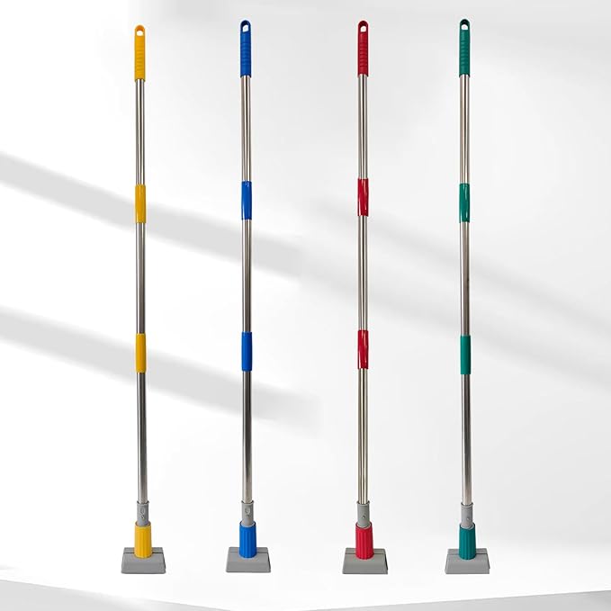 Heavy Duty Commercial Jaw Clamp Mop Handle 55.7 Inch, Thickened Stainless Steel Blue Mop Stick, Industrial Grade Replacement Adjustable Mop Rod