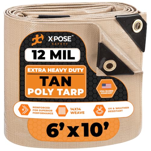 Heavy Duty Tan Poly Tarp 6' X 10' - Multipurpose Protective Cover - Image 2