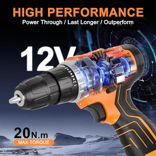 12V Cordless Electric Drill Driver Set, Powerful - Image 3