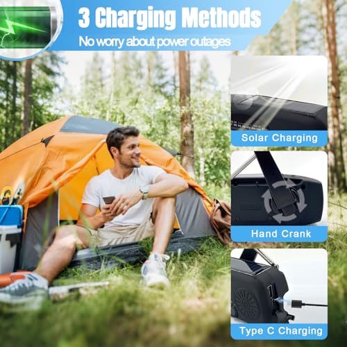 Emergency Weather Radio, Solar Hand Crank Radio AM/FM NOAA - Image 3