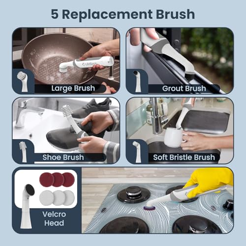 LifeBasis Cordless Rechargeable Power Scrubber Brush, White - Image 4