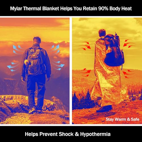 12-Pack Emergency Mylar Thermal Blankets, 82"x62" Space - Image 5