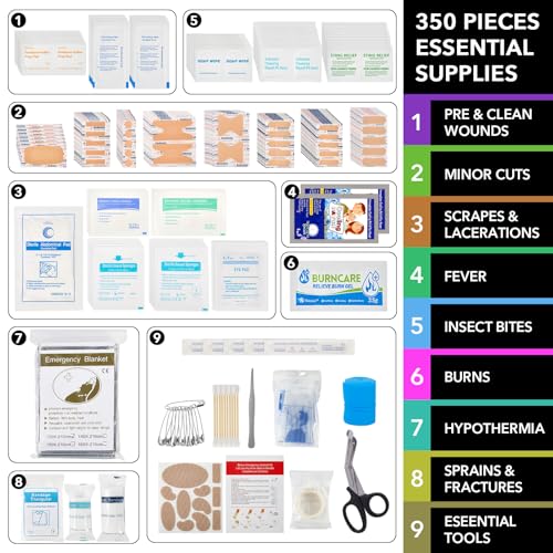 PUMIER First Aid Kit for Car Home Travel Camping 350pcs - Image 3