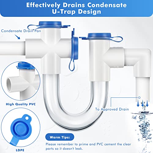 3/4 Inch Standard Condensate Trap with Cleaning Brush, PVC U Trap - Image 3