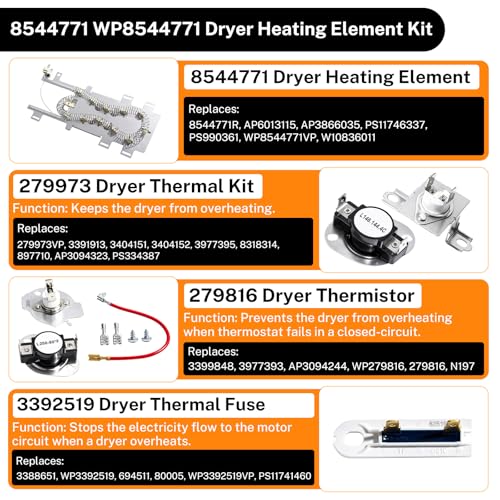 2026 Upgraded 8544771 WP8544771 Dryer Heating Element Kit - Image 5