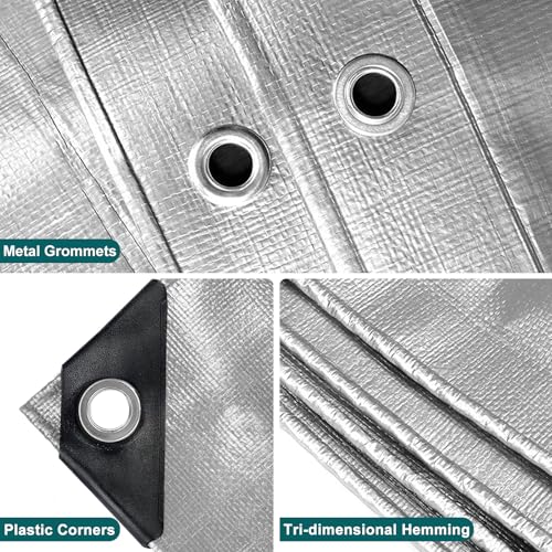 Tarps Heavy Duty Waterproof 10x12 FT,Sliver 12 Mil | Travel Essentials - Image 6