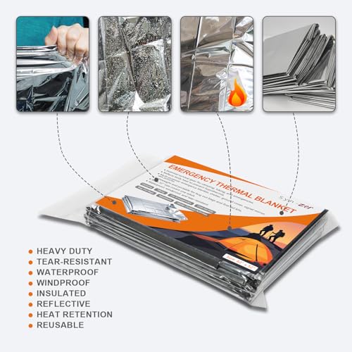 Syn-zer 4-Pack Thermal Mylar Emergency Blankets 82"x52" - Image 6