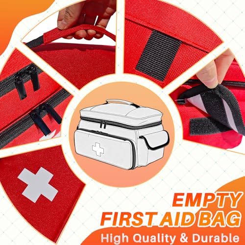 First Aid Bag Empty Small 12" x 9" x 7" Red Medical Bag - Image 3