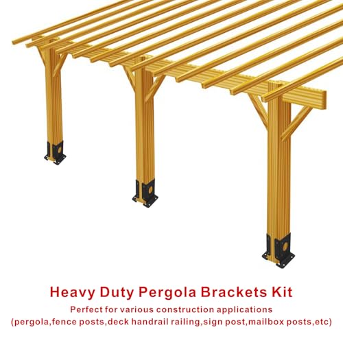 4Pcs Wood Fence Pergola Post Base Brackets kit Fit - Image 6