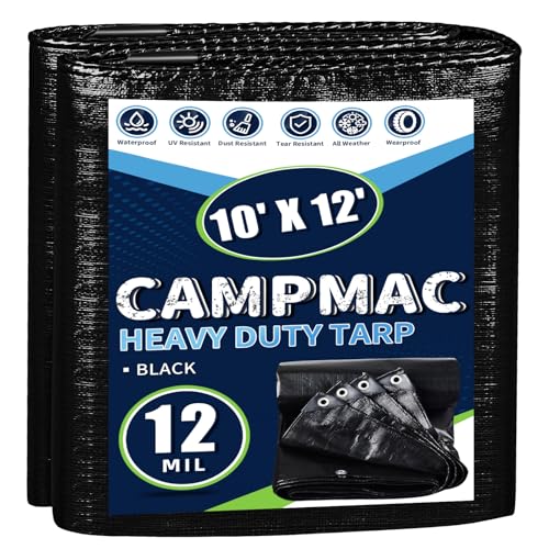 Black Tarps Heavy Duty Waterproof 10x12, 12 Mil Thick - Image 2