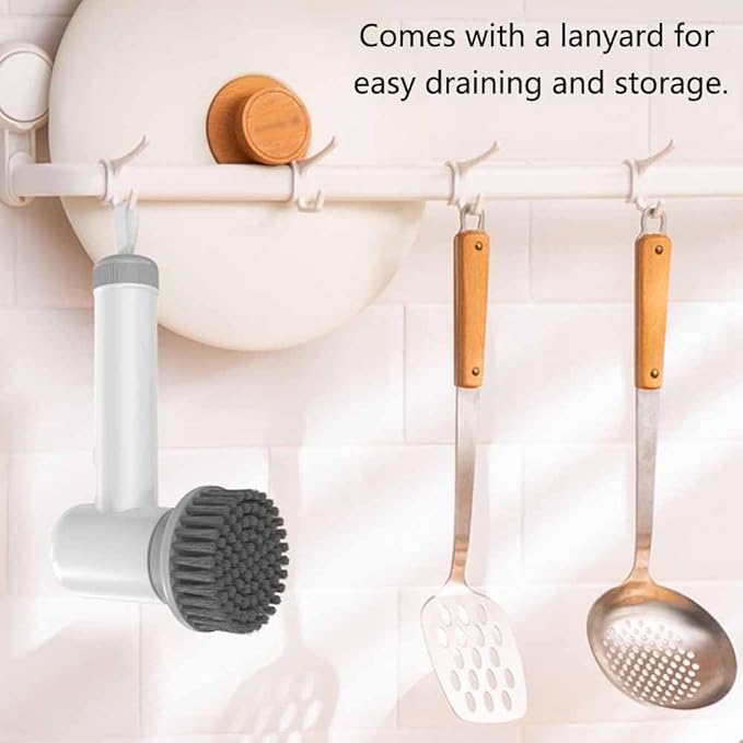 SEIWEI Electric Spin Scrubber Electric Cleaning Brush Cordless Power Scrubber with 3 Replaceable Brush Heads Handheld Power Shower Scrubber for Bathtub, Floor, Wall, Tile, Toilet, Window, Sink - Grey