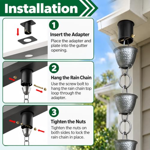2 Pack Rain Chain Gutter Adapter, Metal Downspout Drainage - Image 7