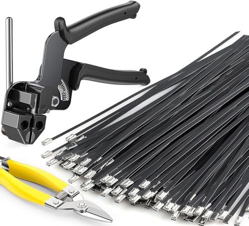 Black Metal Zip Ties Heavy Duty: Cable Tie Gun Tool Kit + 150 Pcs - Image 2